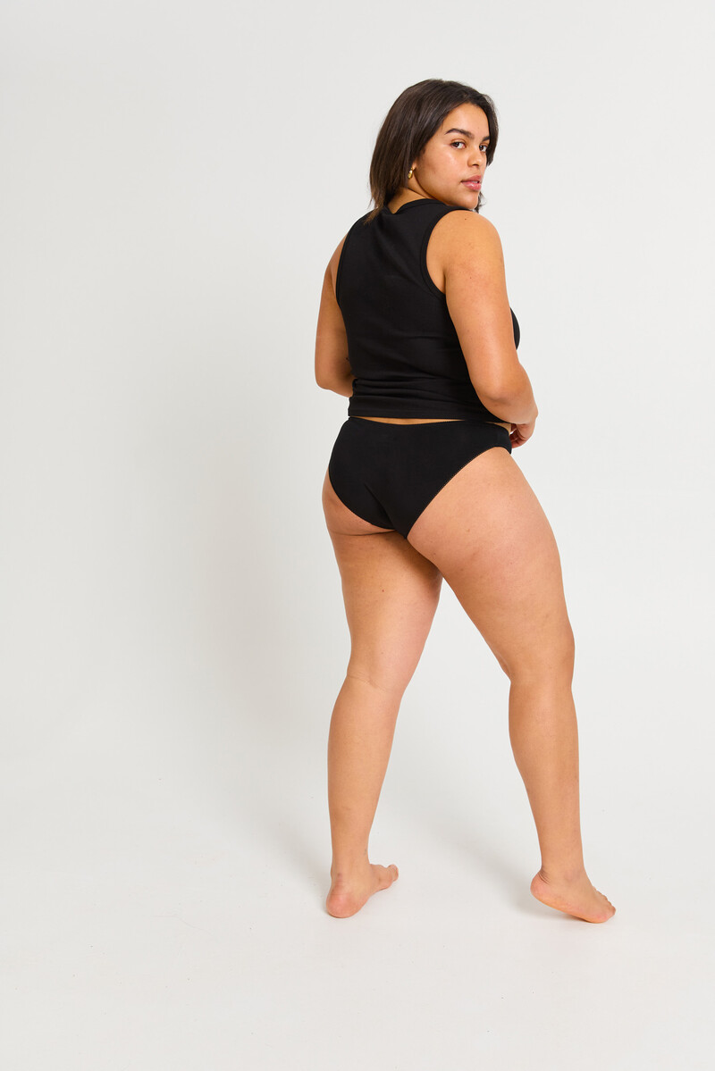 Women'secret Braga Menstrual Pierna Alta Flujo Moderado Negro