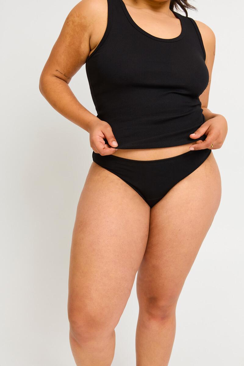 Women'secret Braga Menstrual Pierna Alta Flujo Moderado Negro
