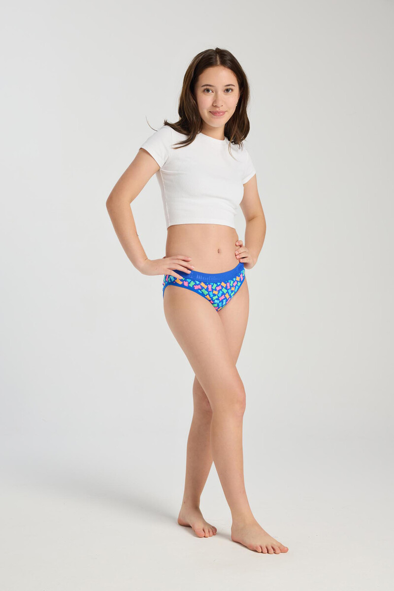 women'secret Braguita menstrual adolescente hipster algodón orgánico Candy Bear Blue absorción maxi