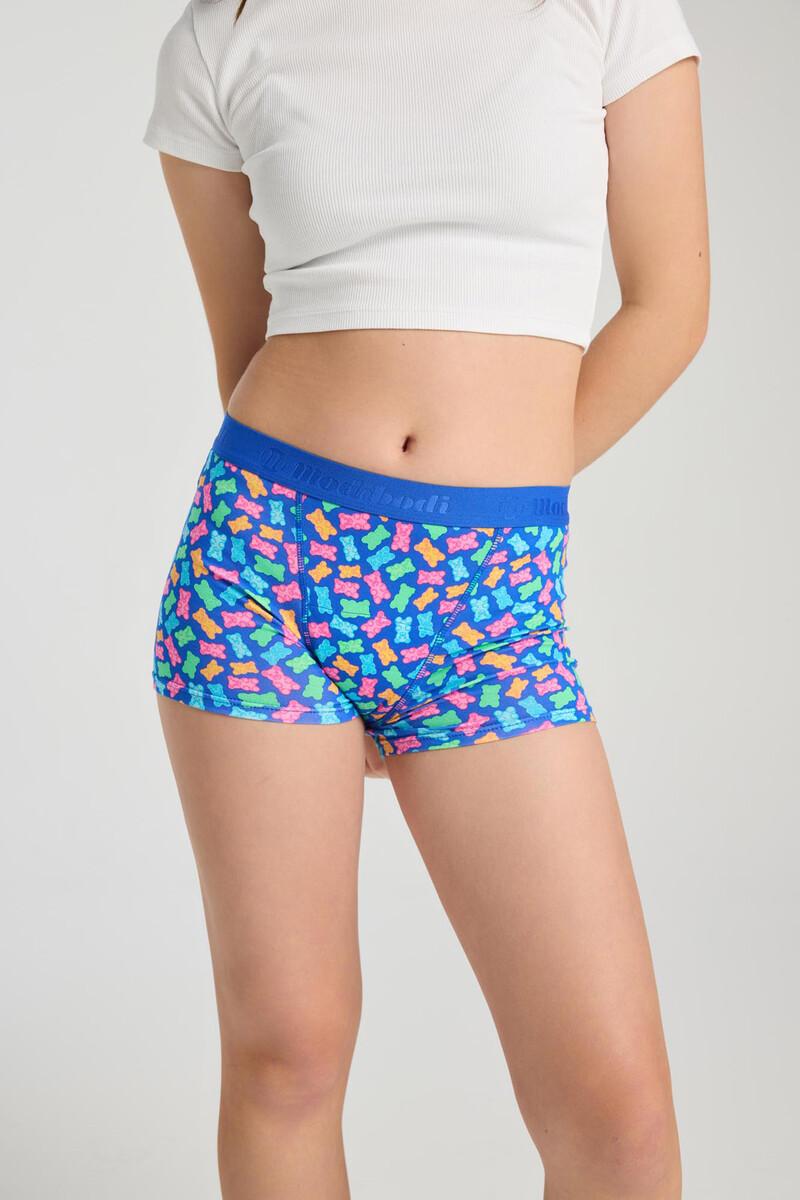 Women'secret Braguita Menstrual Adolescente Hipster Boyshort Algodón Orgánico Candy Bear Blue Absorción Moderada Abundante