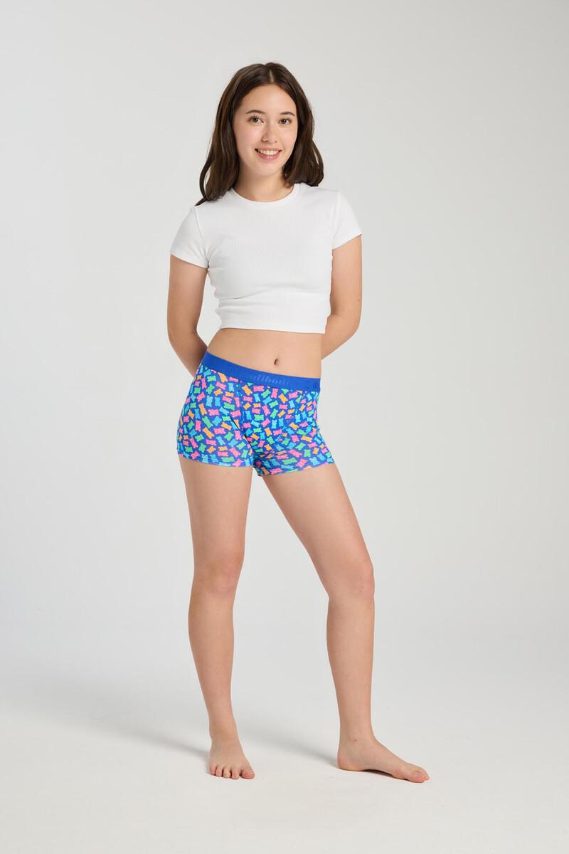 women'secret Braguita menstrual adolescente hipster boyshort algodón orgánico Candy Bear Blue absorción Moderada Abundante