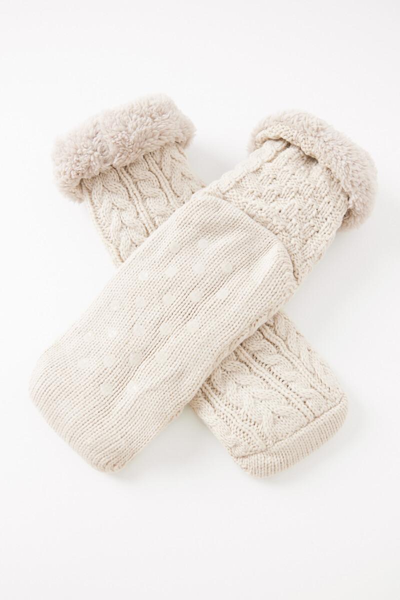 Women'secret Calcetines Altos Antideslizantes Pelo Beige