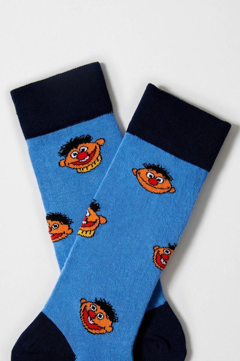 Women'secret Calcetines Altos Besocks De Barrio Sésamo De Algodón Orgánico Color Azul