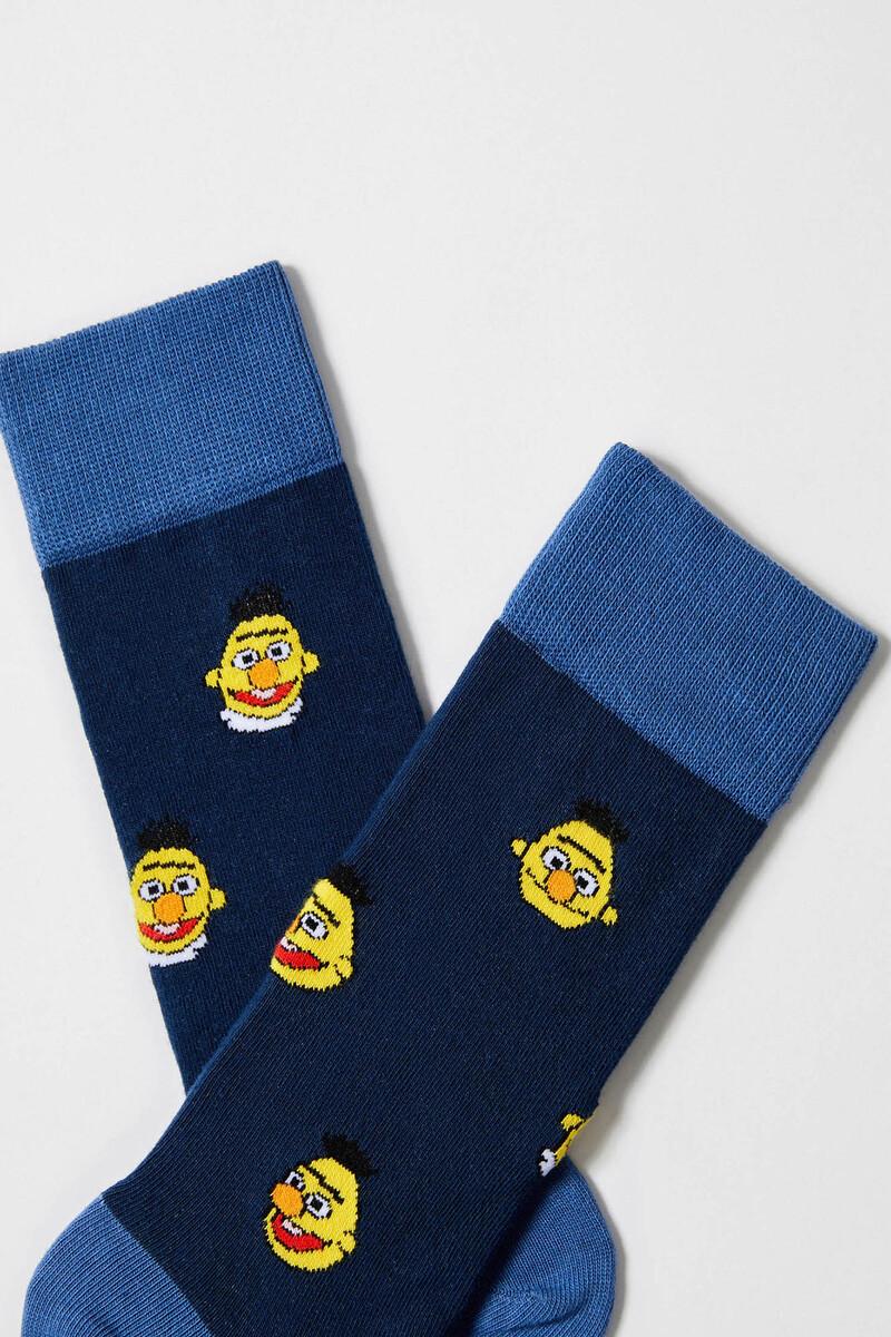 Women'secret Calcetines Altos Besocks De Barrio Sésamo De Algodón Orgánico Color Azul