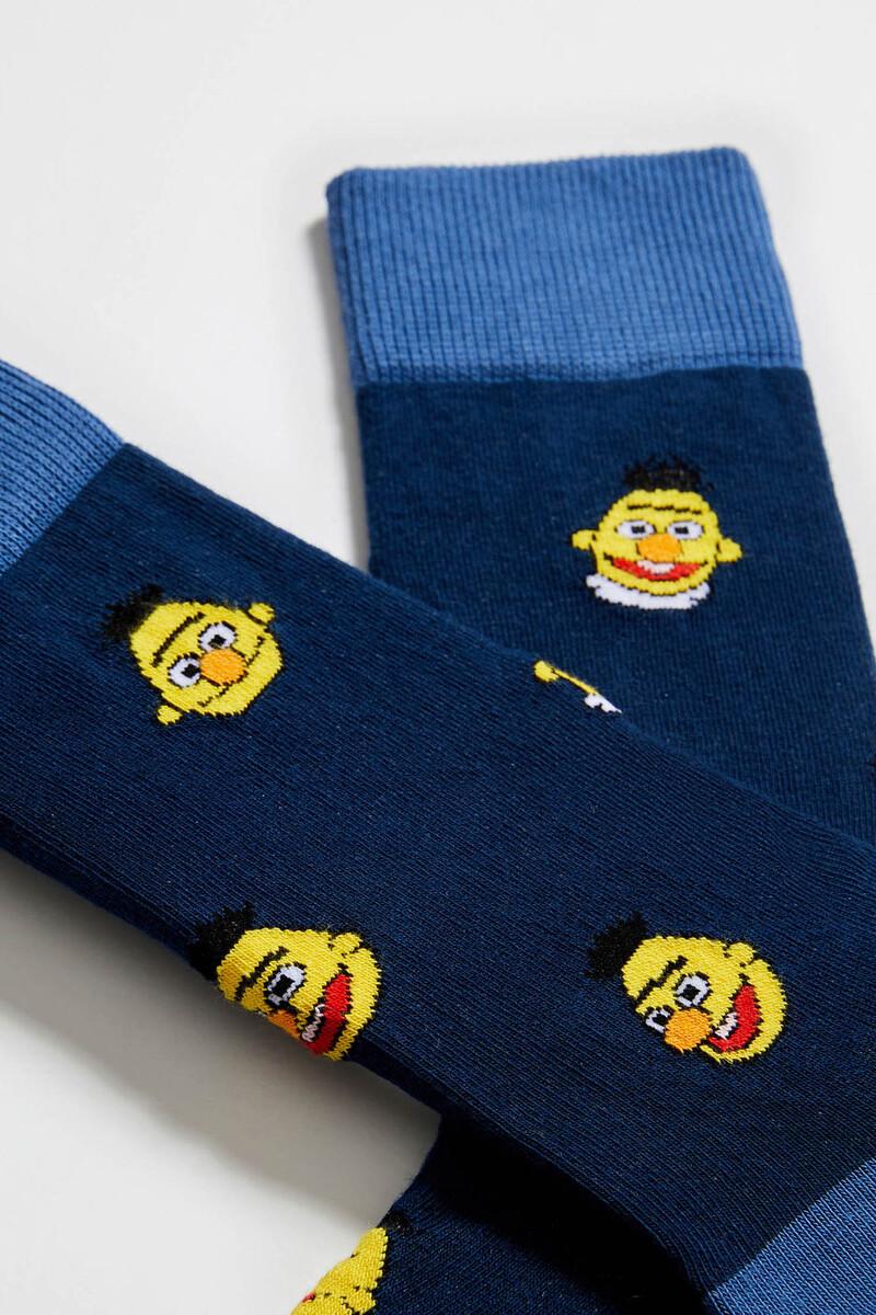 Women'secret Calcetines Altos Besocks De Barrio Sésamo De Algodón Orgánico Color Azul