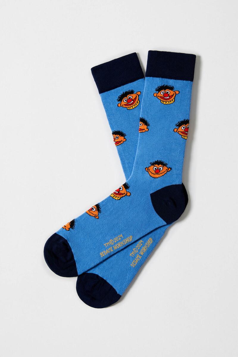 women'secret Calcetines altos Besocks de Barrio Sésamo de algodón orgánico color azul