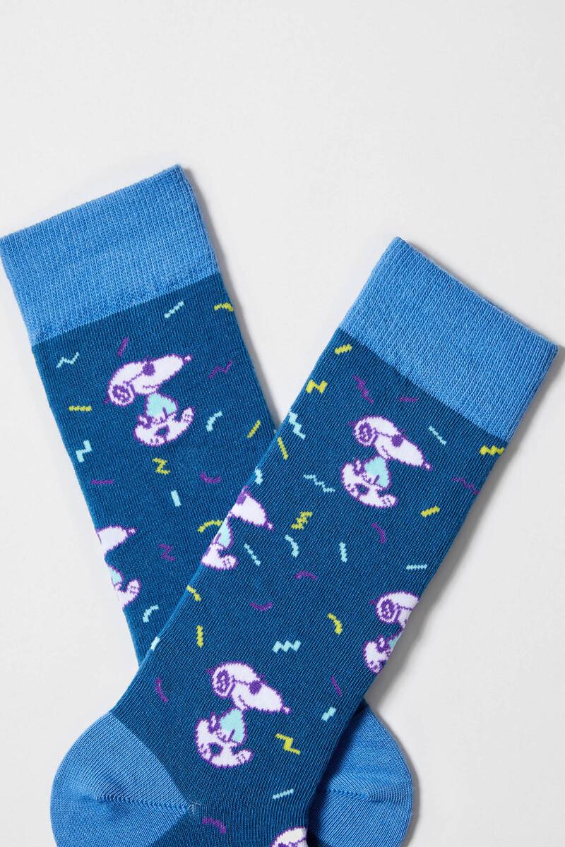 Women'secret Calcetines Altos Besocks De Snoopy De Algodón Orgánico Color Azul