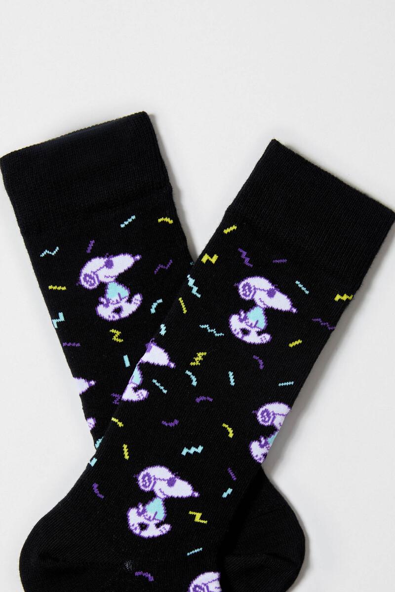 Women'secret Calcetines Altos Besocks De Snoopy De Algodón Orgánico Color Negro