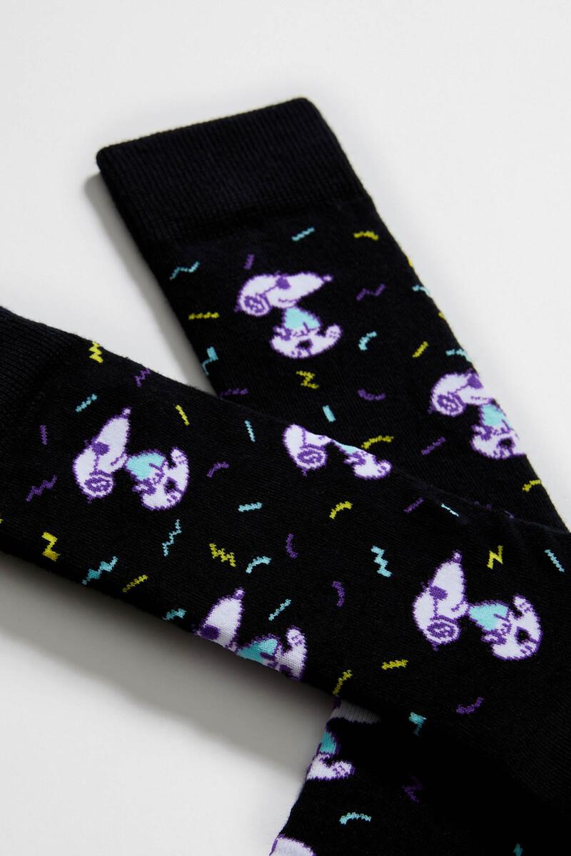 Women'secret Calcetines Altos Besocks De Snoopy De Algodón Orgánico Color Negro