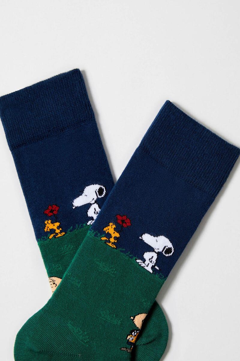 Women'secret Calcetines Altos Besocks De SNOOPY De Algodón Orgánico Color Azul