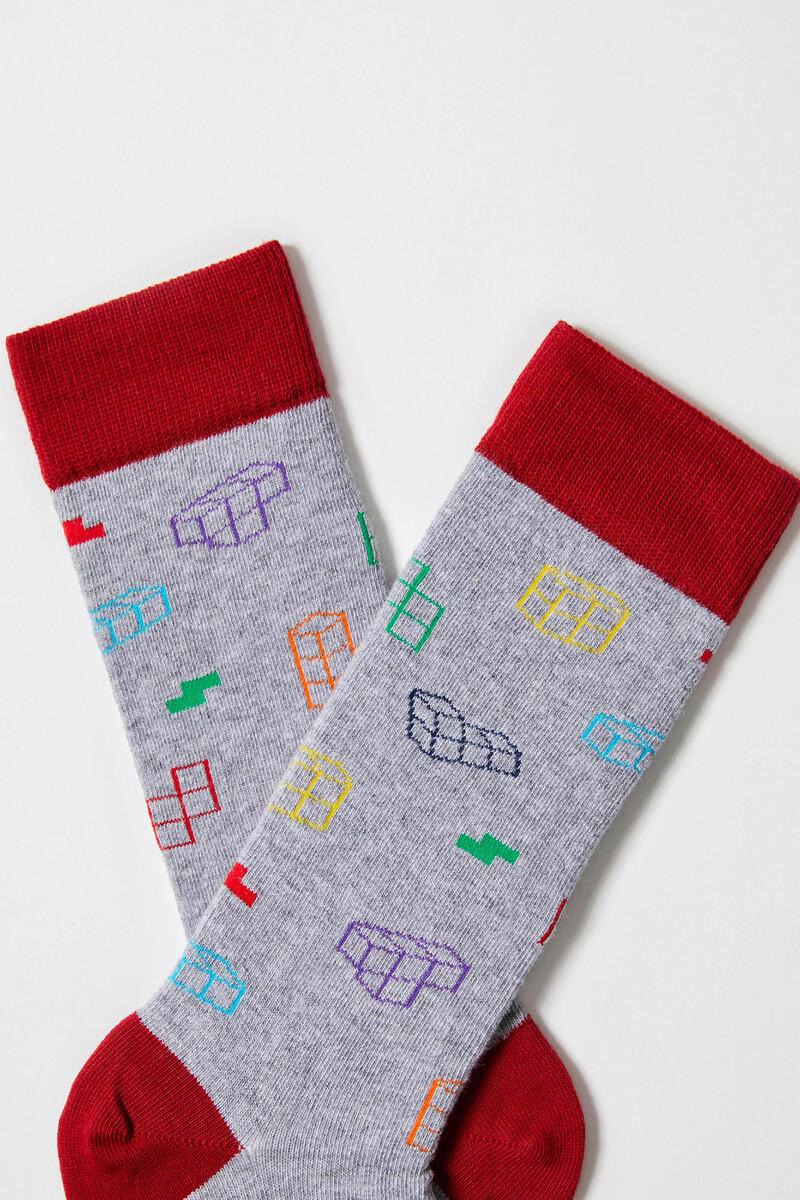 Women'secret Calcetines Altos Besocks De TETRIS De Algodón Orgánico Color Gris