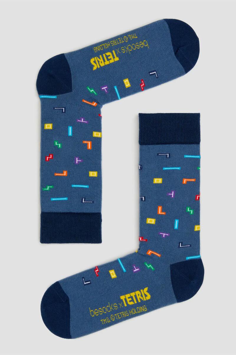 Women'secret Calcetines Altos Besocks De TETRIS De Algodón Orgánico Color Azul