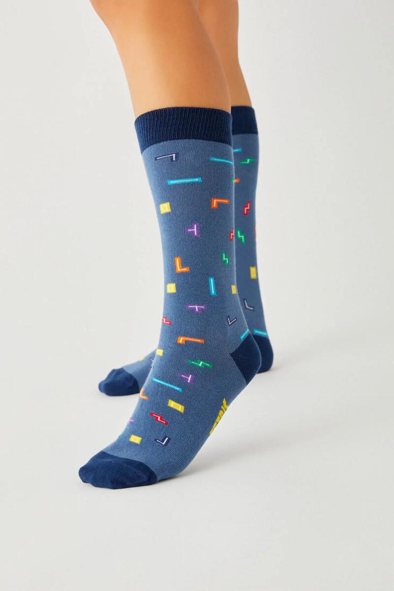 women'secret Calcetines altos Besocks de TETRIS de algodón orgánico color azul