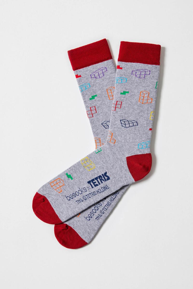 women'secret Calcetines altos Besocks de TETRIS de algodón orgánico color gris
