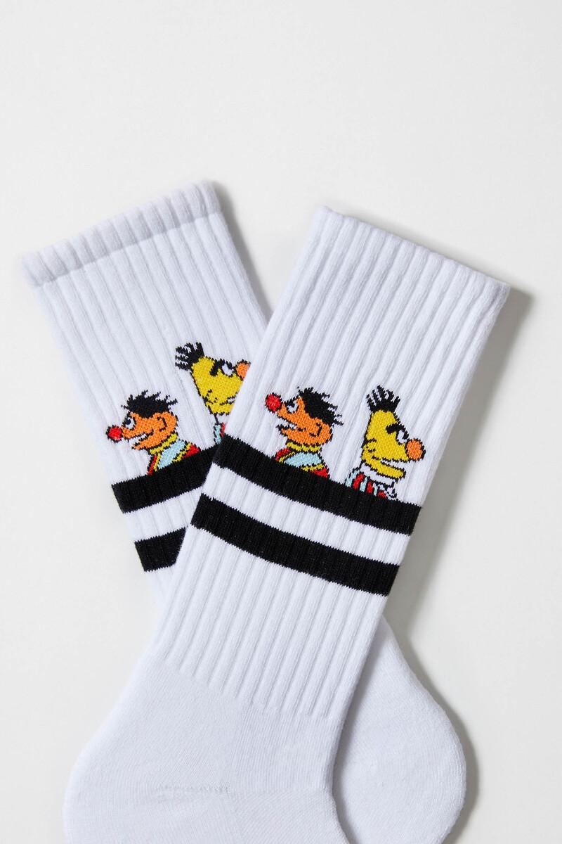 Women'secret Calcetines Altos Deportivos Besocks De Barrio Sésamo De Algodón Orgánico Color Blanco