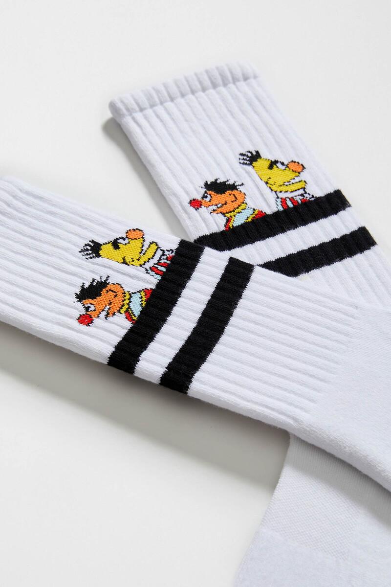 Women'secret Calcetines Altos Deportivos Besocks De Barrio Sésamo De Algodón Orgánico Color Blanco