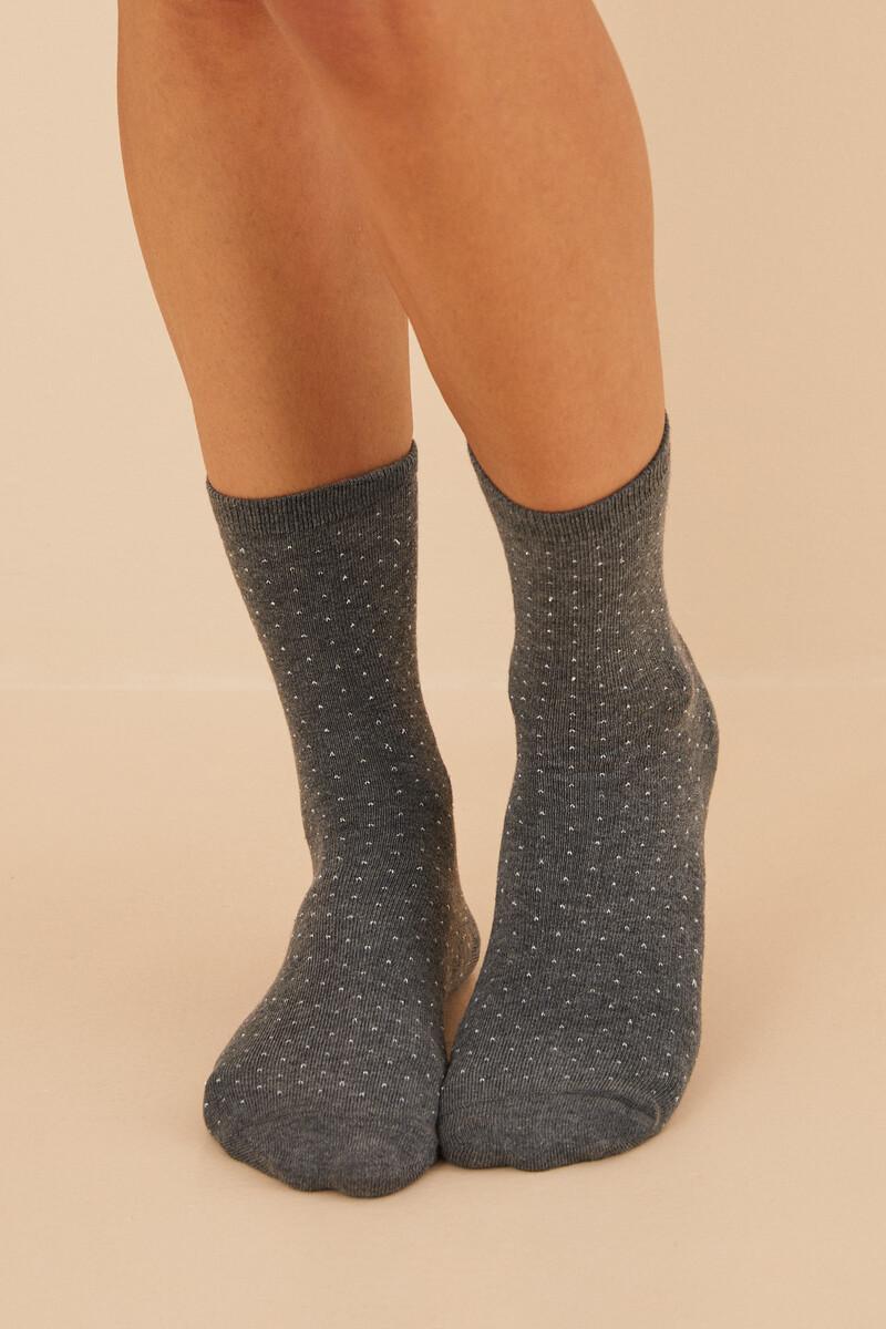 women'secret Calcetines largos algodón lunares gris
