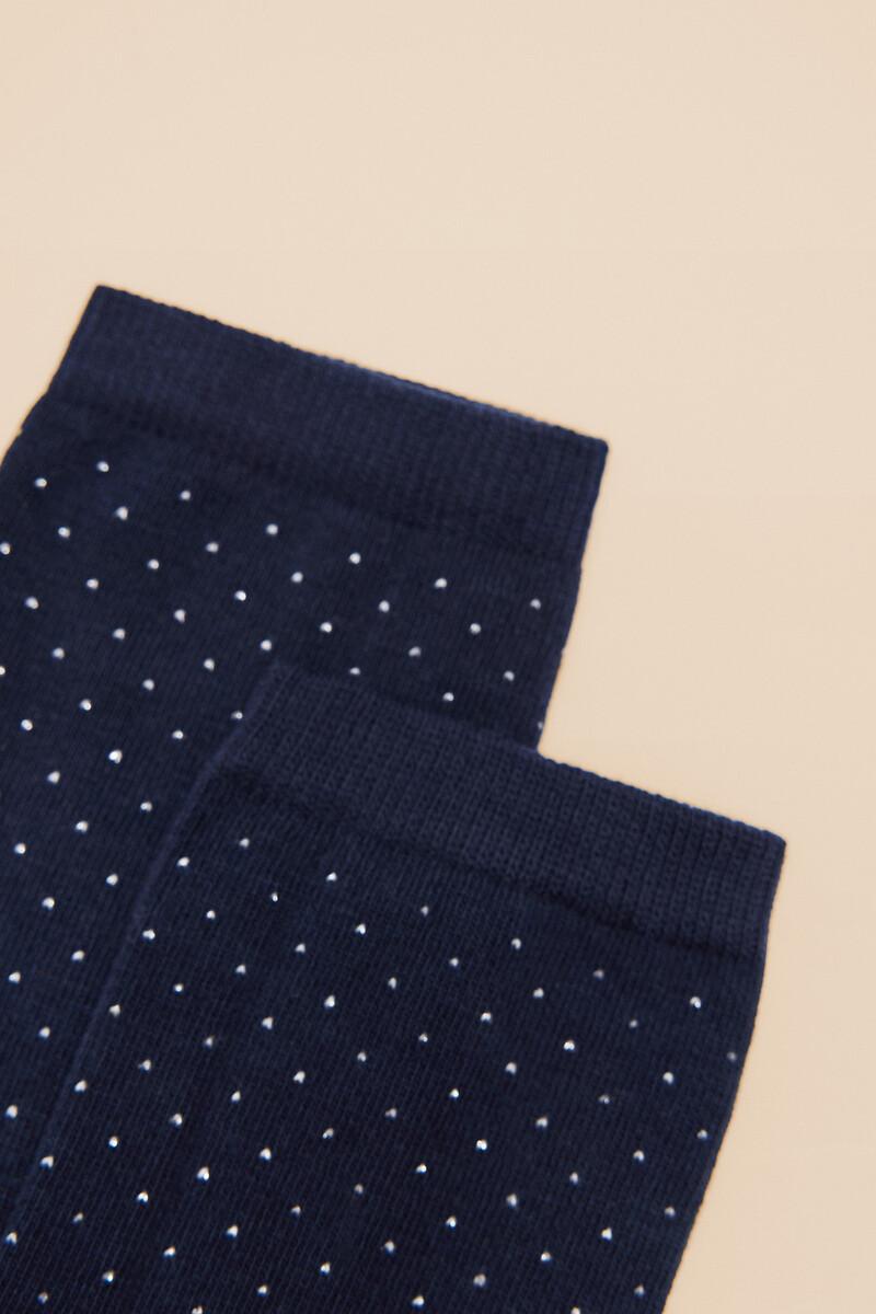 Women'secret Calcetines Largos Algodón Lunares Navy