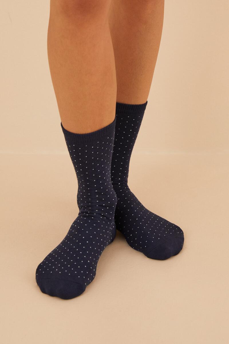 women'secret Calcetines largos algodón lunares navy