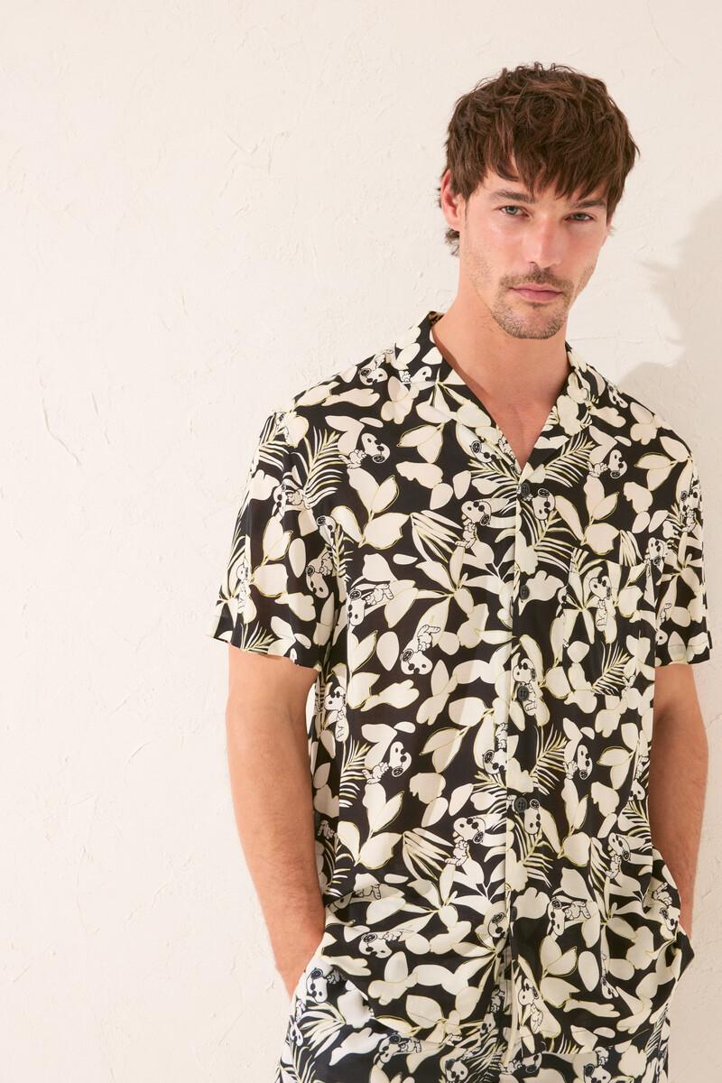 Women'secret Camisa Hombre Estampado Tropical Snoopy