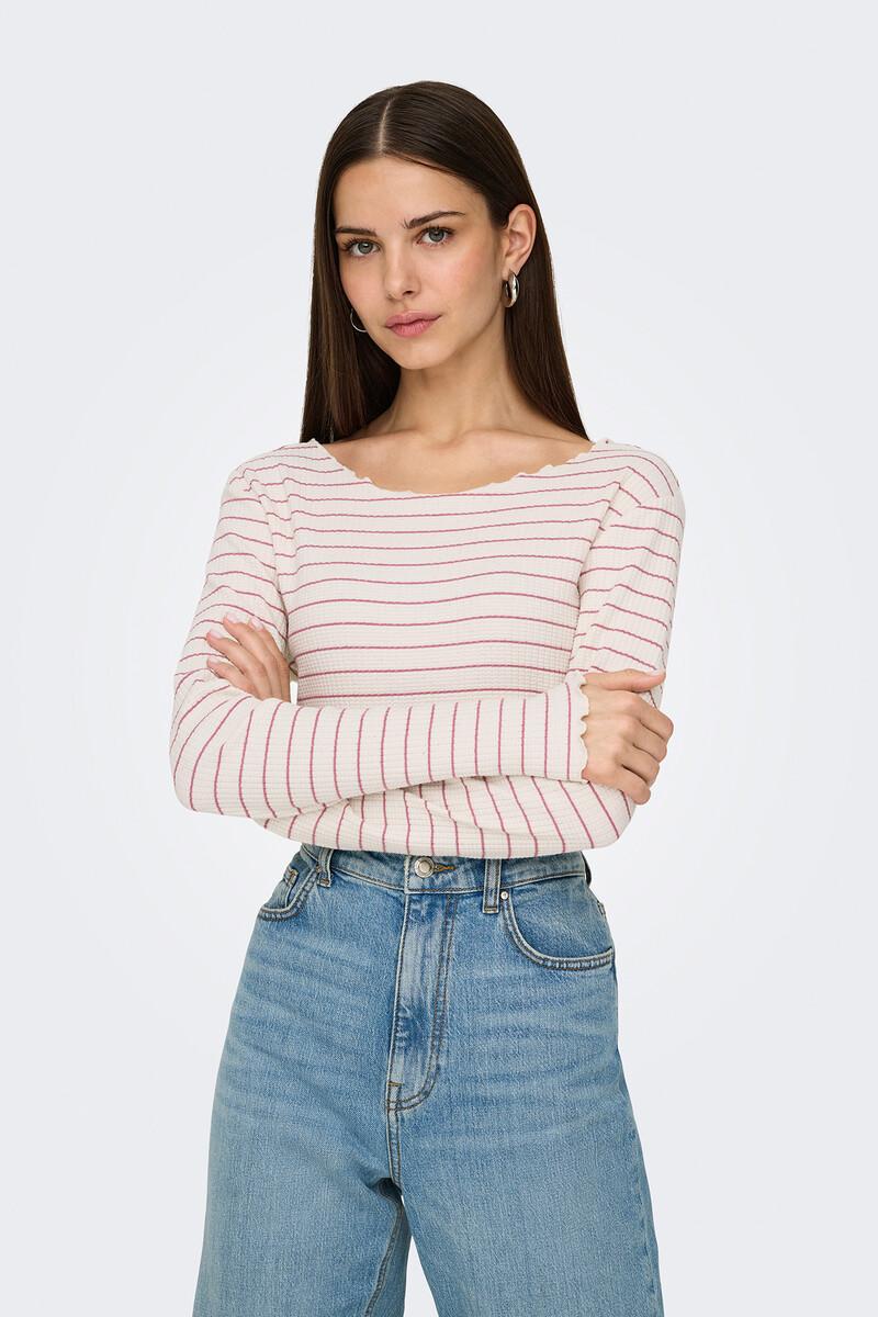 Women'secret Camiseta Corta Manga Larga Bordes Ondulados