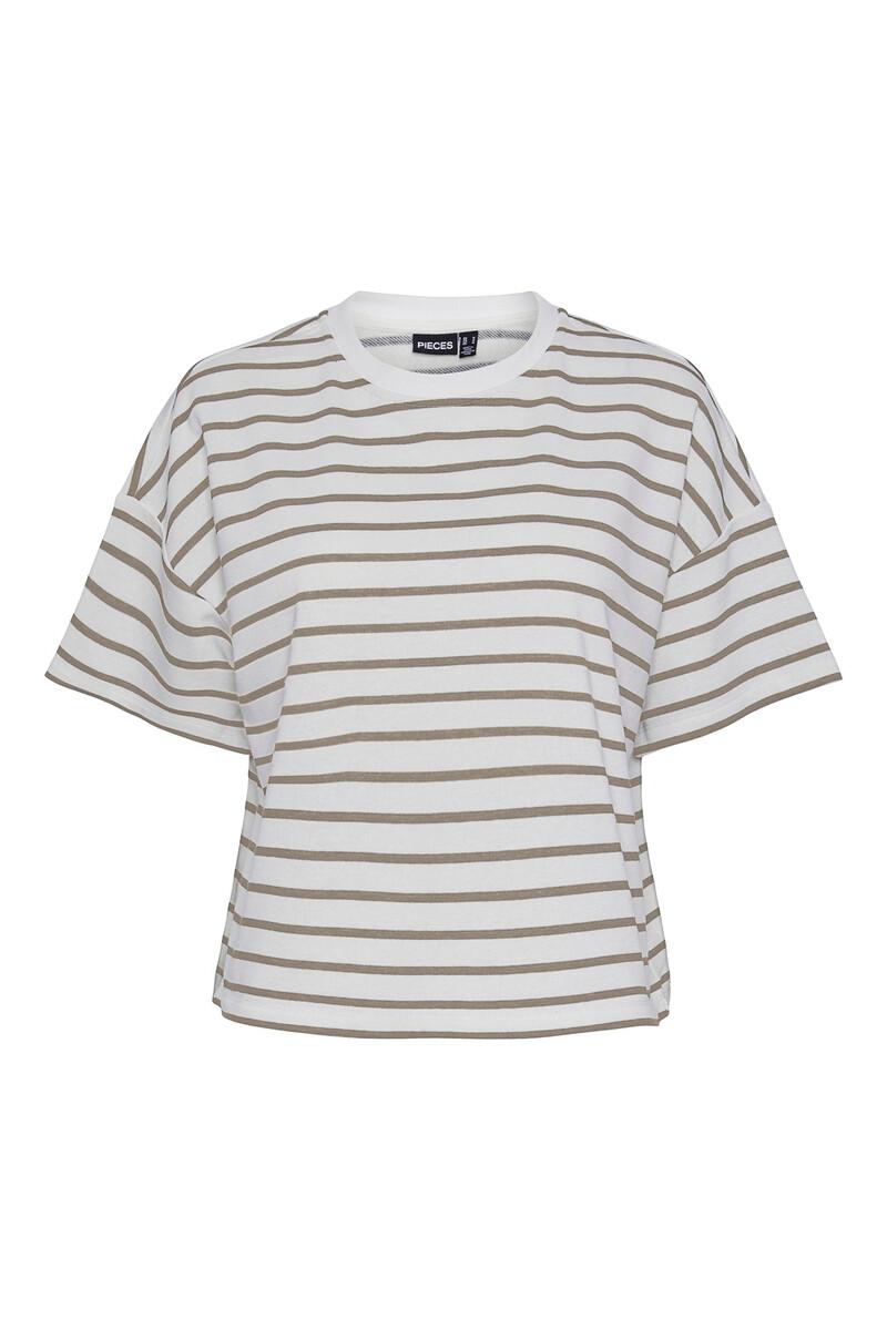 women'secret Camiseta felpa a rayas de cuello cerrado y manga corta