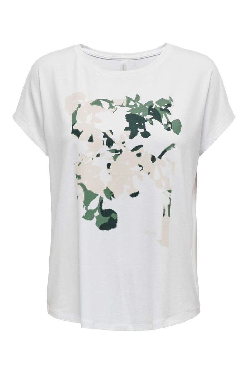 women'secret Camiseta fluida blanca con diseño delantero y cuello redondo