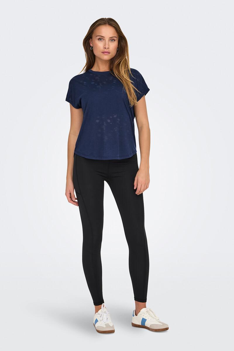 Women'secret Camiseta Fluída De Cuello Redondo Y Mangas Murciélago Color Azul Marino Efecto Agua