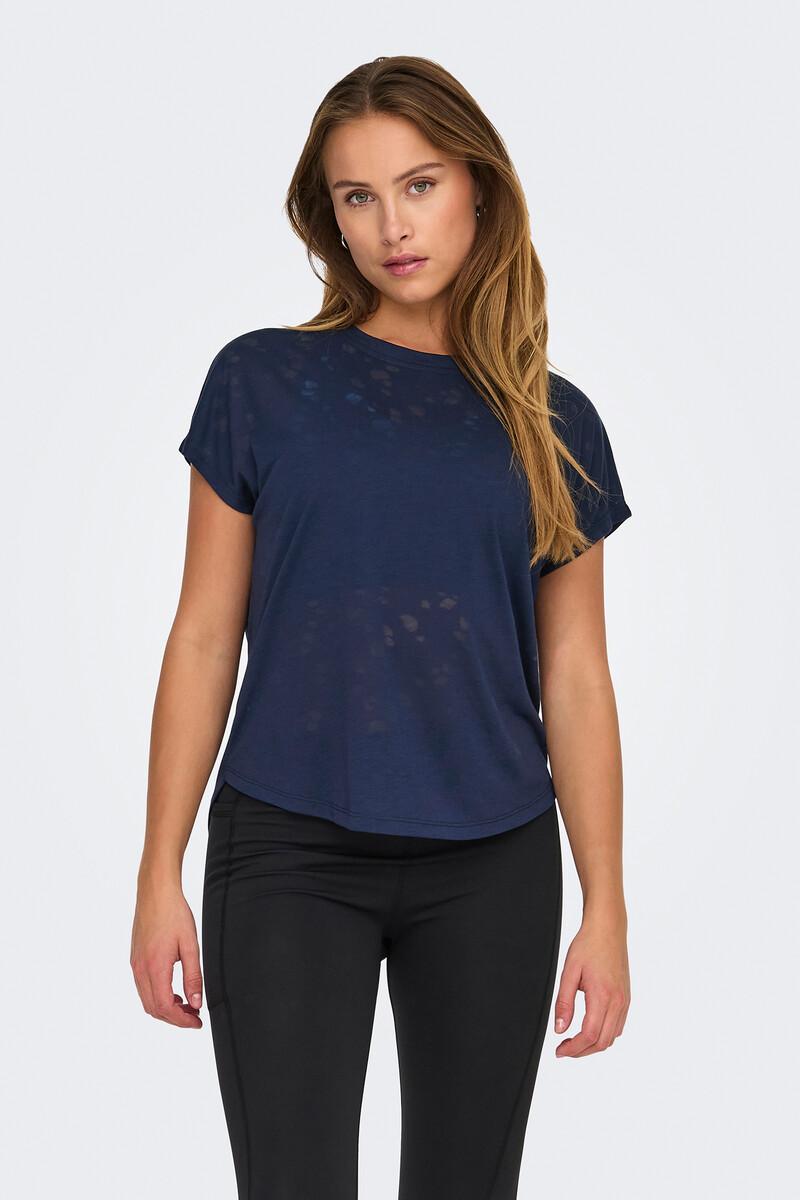 Women'secret Camiseta Fluída De Cuello Redondo Y Mangas Murciélago Color Azul Marino Efecto Agua
