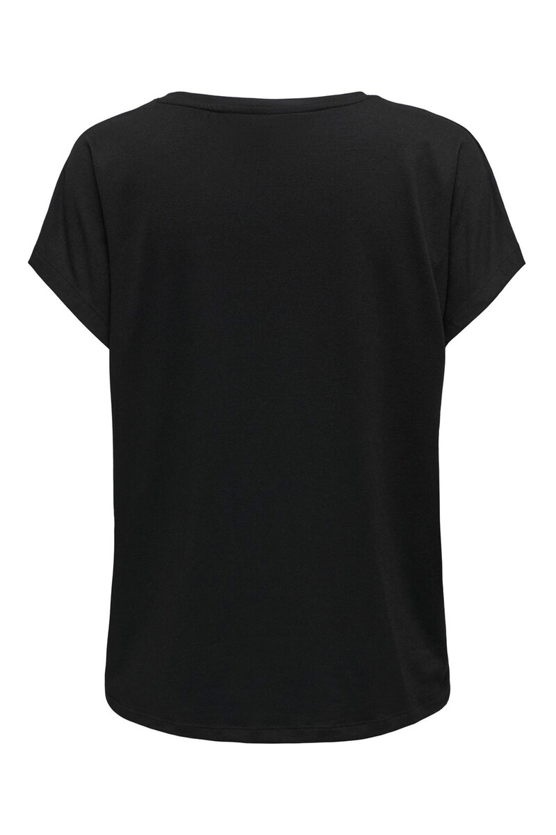 Women'secret Camiseta Fluida Negra Con Diseño Delantero Y Cuello Redondo