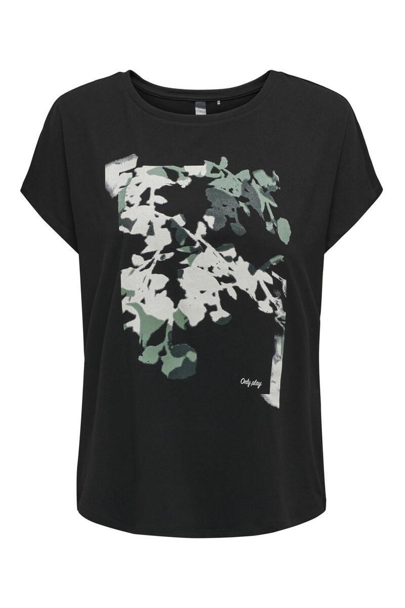 women'secret Camiseta fluida negra con diseño delantero y cuello redondo