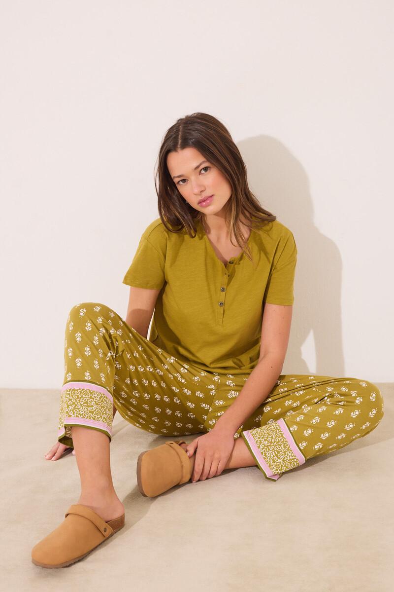 women'secret Camiseta lisa manga corta 100% algodón kaki