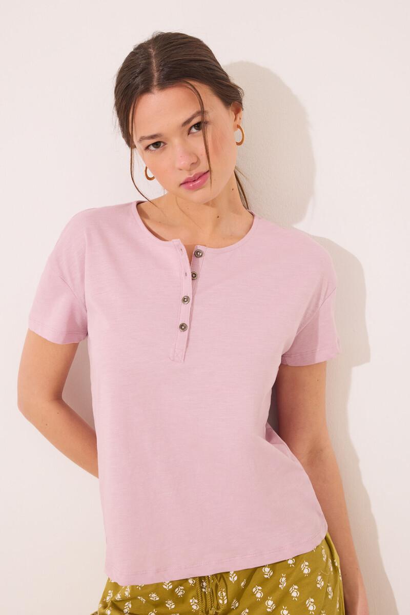 women'secret Camiseta lisa manga corta 100% algodón rosa