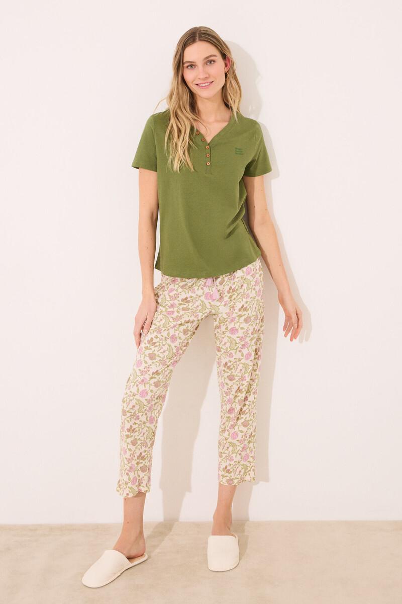 Women'secret Camiseta Lisa Manga Corta 100% Algodón Verde