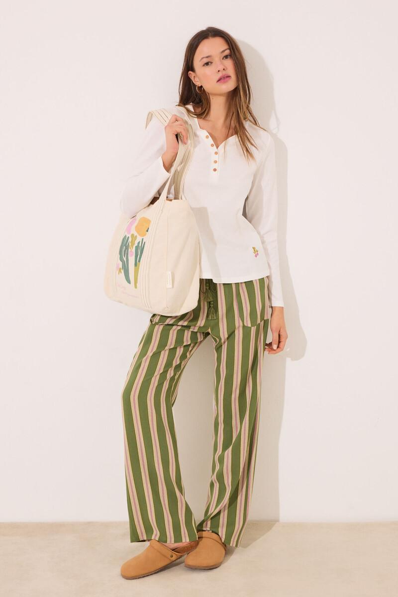 Women'secret Camiseta Lisa Manga Larga 100% Algodón Blanco