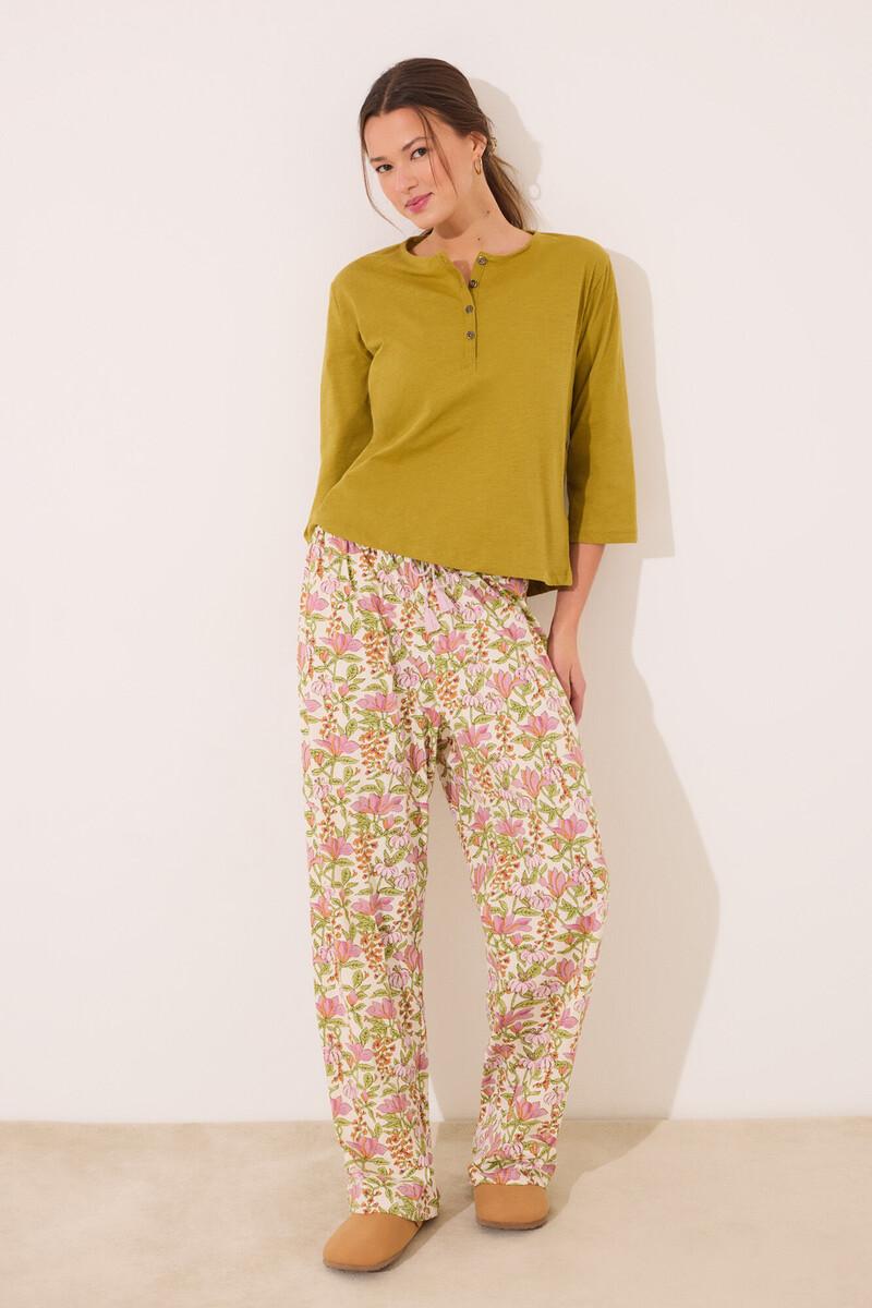 Women'secret Camiseta Lisa Manga Larga 100% Algodón Kaki