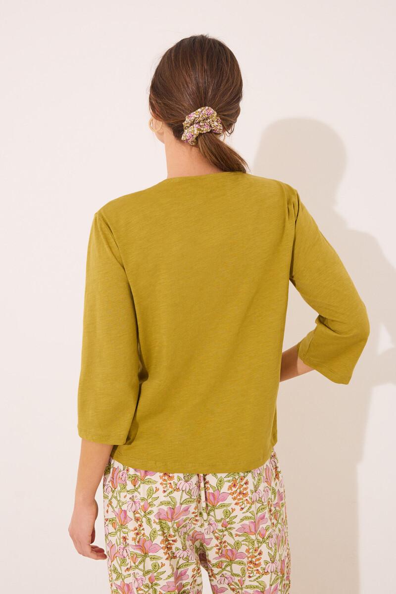 Women'secret Camiseta Lisa Manga Larga 100% Algodón Kaki