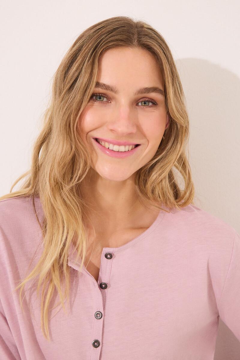 Women'secret Camiseta Lisa Manga Larga 100% Algodón Rosa