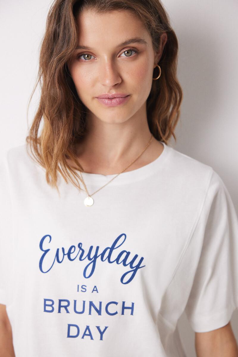 Women'secret Camiseta Manga Corta 100% Algodón Marfil