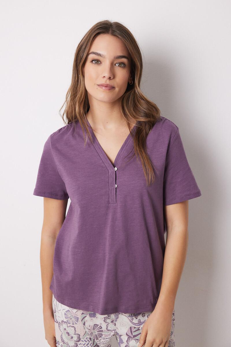 women'secret Camiseta manga corta 100% algodón morado