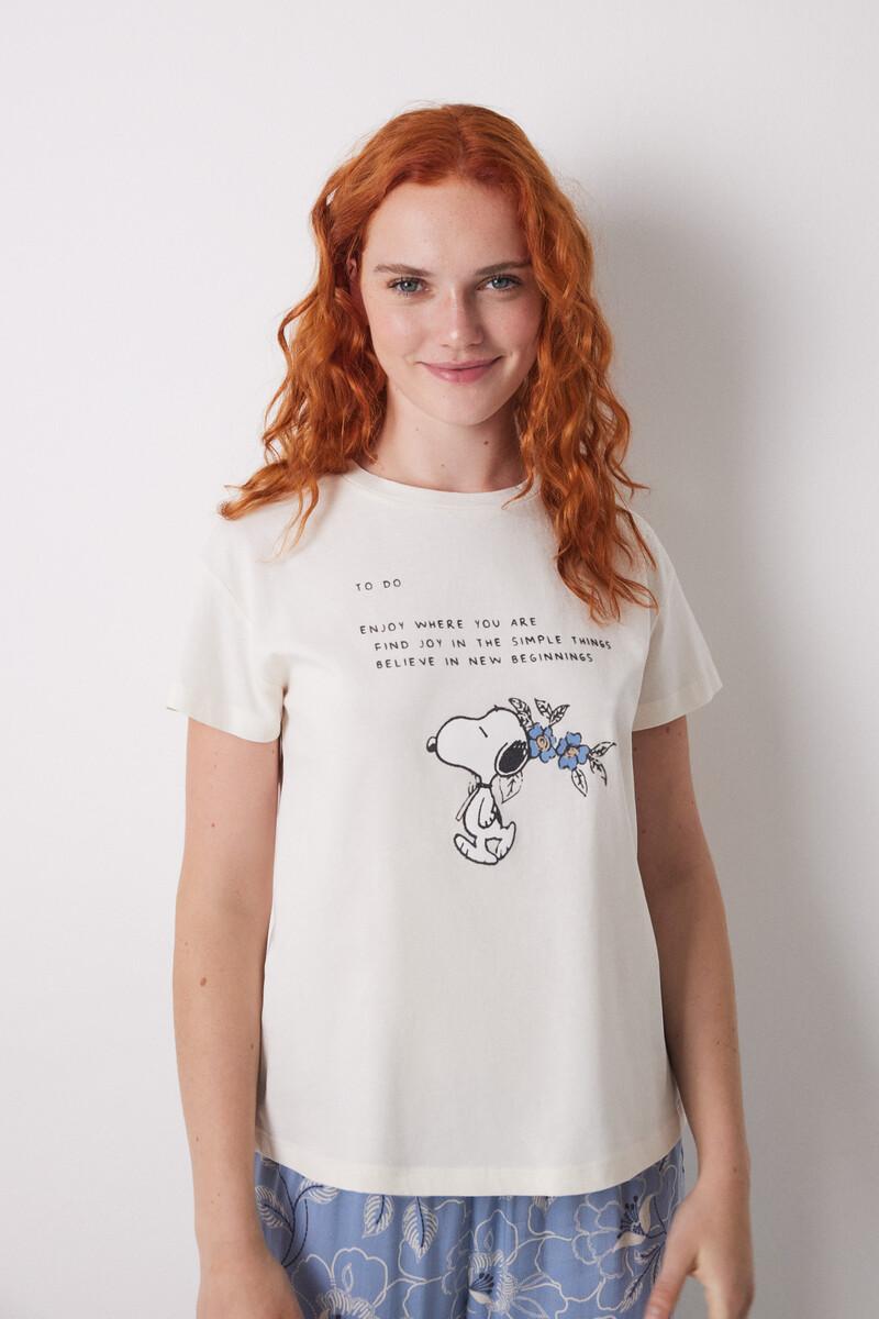 Women'secret Camiseta Manga Corta 100% Algodón Snoopy