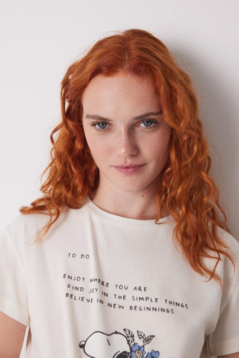 Women'secret Camiseta Manga Corta 100% Algodón Snoopy