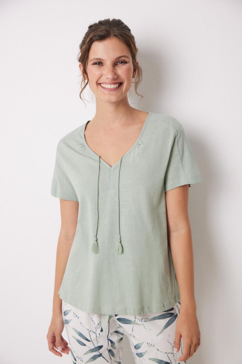 Women'secret Camiseta Manga Corta 100% Algodón Verde