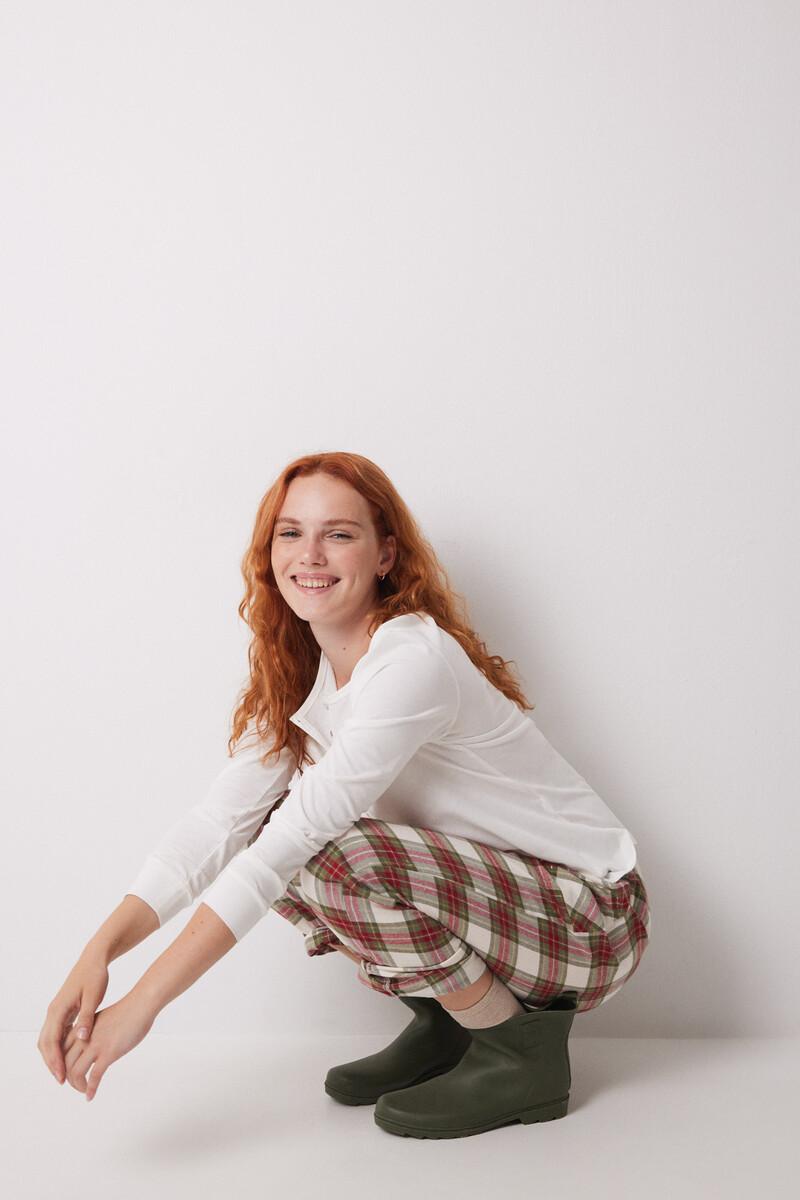 Women'secret Camiseta Manga Larga 100% Algodón Marfil