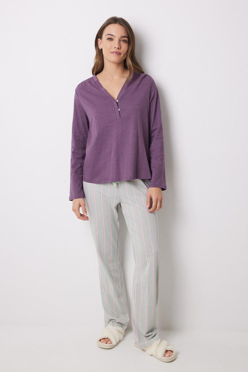 Women'secret Camiseta Manga Larga 100% Algodón Morado