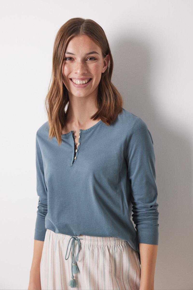 women'secret Camiseta manga larga 100% algodón verde