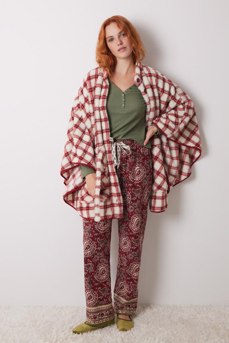 Women'secret Camiseta Manga Larga Tejido Waffle Verde