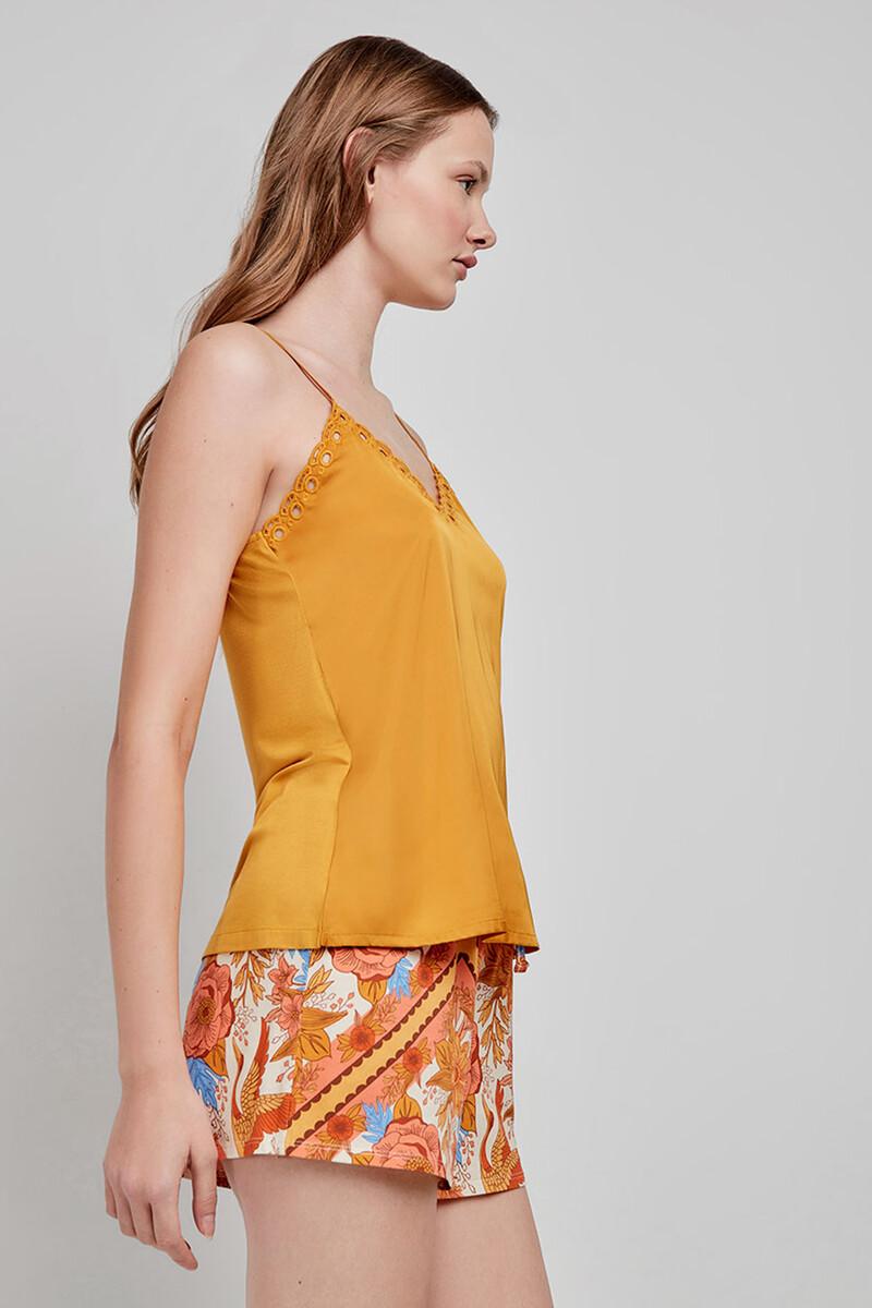 Women'secret Camiseta Pijama Tirantes Satinada Amarillo