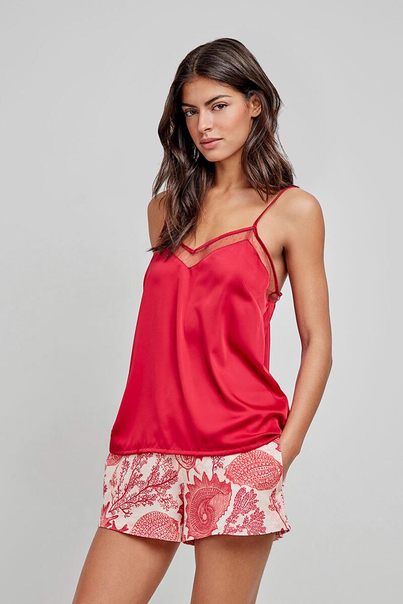 Women'secret Camiseta Pijama Tirantes Satinada Roja