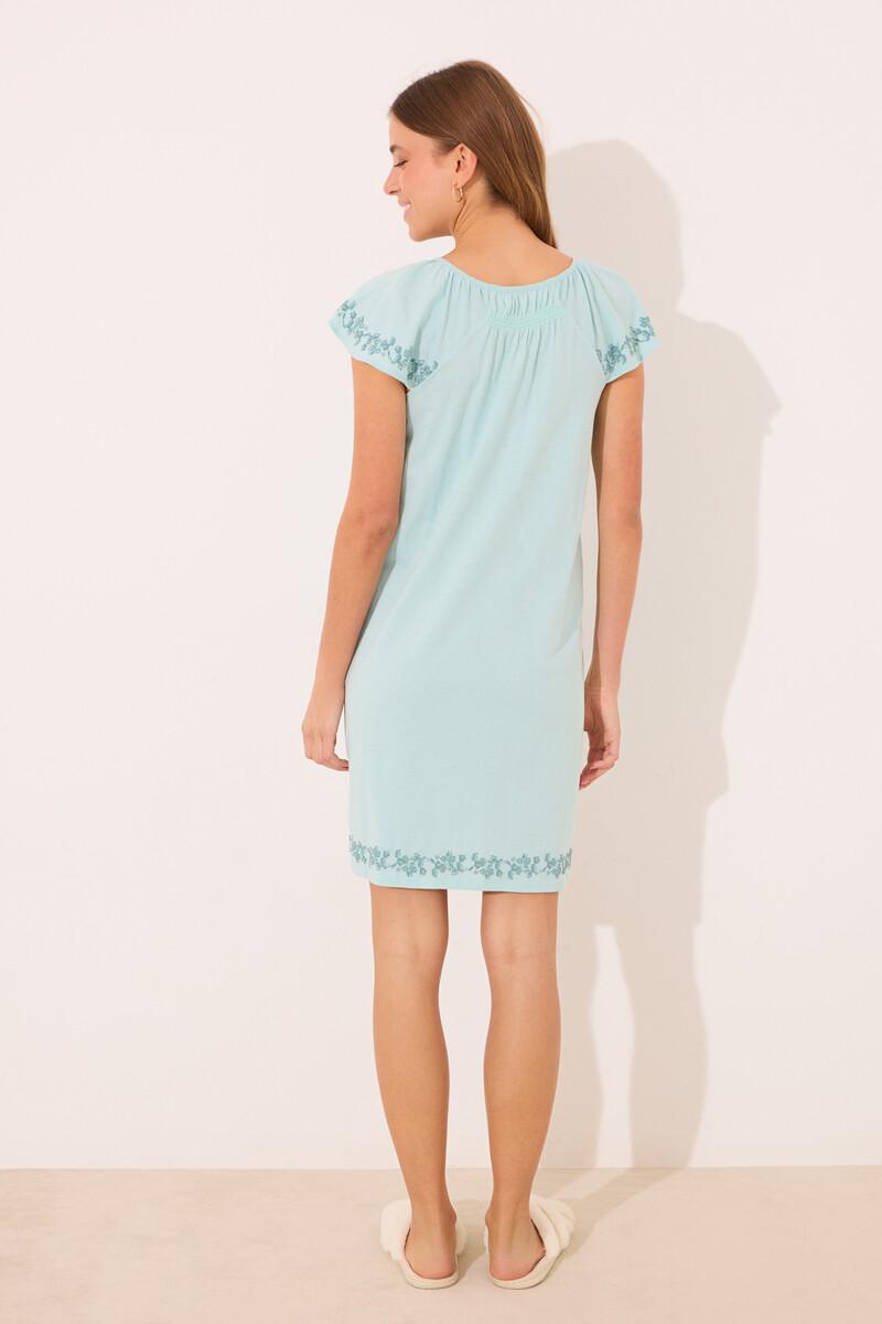 Women'secret Camisón Corto 100% Algodón Verde Bordado